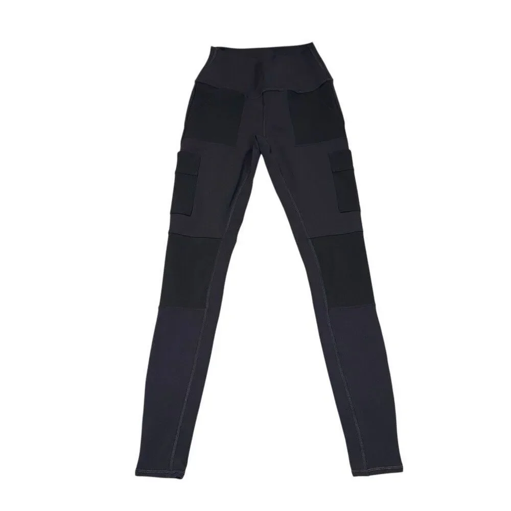 Alo Yoga Women’s  Cargo Pocket Leggings Gray Size Small Mid Rise